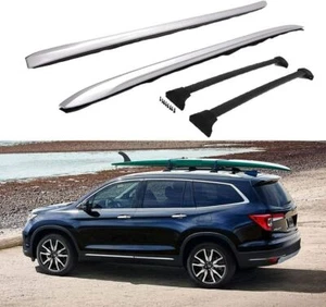 4Pcs Fits for 2016-2022 Honda Pilot Roof Side Rail Racks Cross Bars Crossbars - Picture 1 of 9
