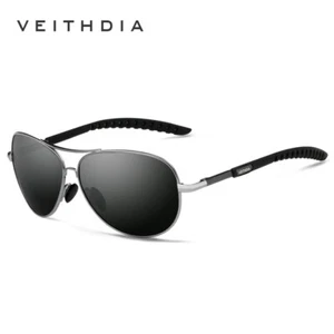 Occhiali da sole lenti polarizzate black UV400 montatura metallo grigio fucile - Foto 1 di 4
