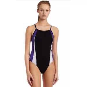 Speedo GIRLS 8/34 Swimsuit RACING Youth Black Blue Endurance Retail $74 NWT - Picture 1 of 9
