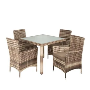 Polyrattan Sitzgruppe Gartenmöbel Set Rattan Gartenset Essgruppe Beige Braun - Bild 1 von 12