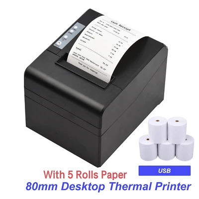 POS Printer 80mm USB Thermal Receipt Printer w/ Auto Cutter Support Cash Drawer - image 1 of 4