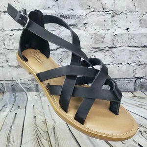 Rampage Ram-Myra Sandals Shoes Women's Size 6 M Black Strappy Comfort Zip Back - Picture 1 of 10