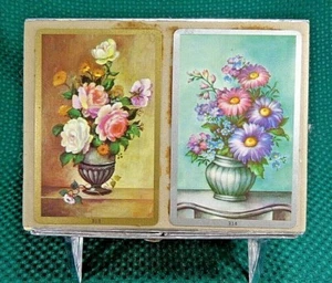 Vintage Congreso 2 barajas de cartas, en caja con cajón, ilustraciones florales - Imagen 1 de 9
