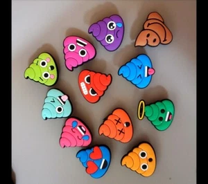 Poop Face Poopy Head 2pc Randomly Chosen Shoe Charm Set - Picture 1 of 4