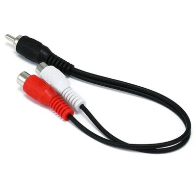0.5FT RCA Male to Dual Female Y Splitter Audio Cable Adapter Converter Black - Image 1 of 3