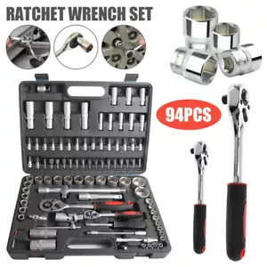 94Pcs Ratchet Spanner Wrench Socket Set 1/2" 1/4" Screwdriver Bits Hand Tool Kit - Picture 1 of 13