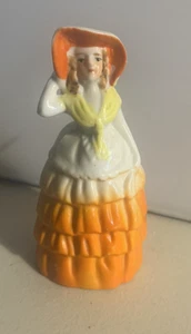 Campana de cerámica vintage Southern Belle Lady cerámica Japón naranja amarillo - Imagen 1 de 7