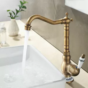Messing Antik Bad Wasserhahn Retro Waschbecken Mischbatterie Waschtisch Amatur - Bild 1 von 10