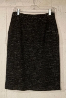 ZARA Mezcla Lana Negro Tweed Forrado Falda Lápiz Talla 8 Foto 1 de 4