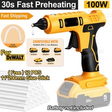 100W Cordless Hot Glue Gun Kit with 12 x Full Size Stick for DeWalt 20V Battery