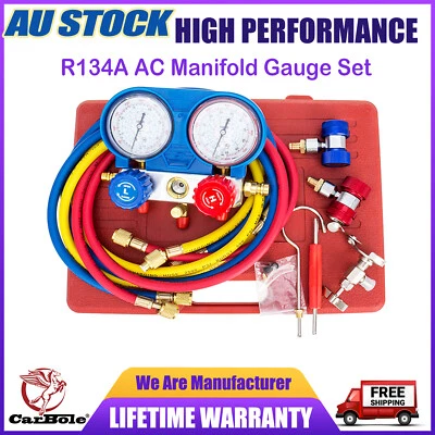 R134A AC Manifold Gauge & Hose Set HVAC Air Refrigeration Recharge Kit Auto Test - image 1 of 4