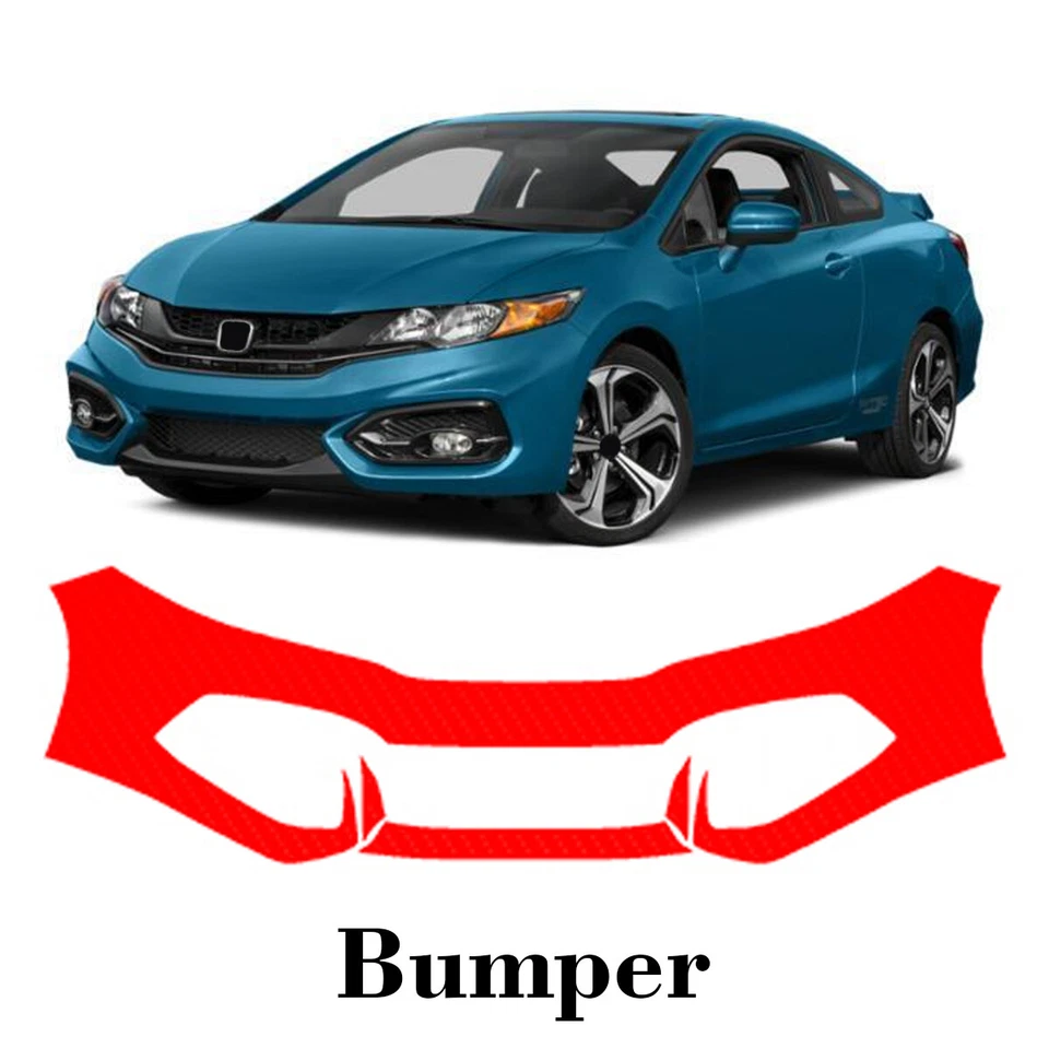 Película de protección de pintura PPF precortada para parachoques delantero para Honda Civic Coupé 2014-2015 Foto 1 de 4