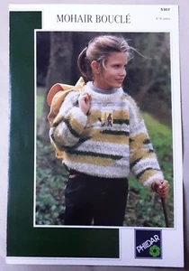 New Orig Phildar Mohair Boucle Child Sweater 4-12YRS knitting Pattern 5307 - Picture 1 of 3