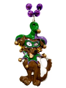 Perro Cachorro Bufón Máscara Colgante Mardi Gras Collar Cuentas - Imagen 1 de 1
