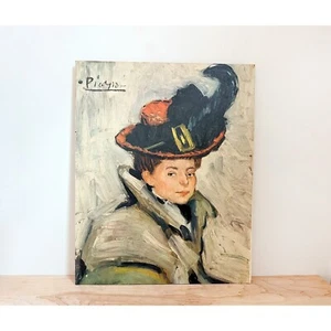 Vintage Picassos Frau mit Cape ~ 60er Jahre Strukturdruck auf Karton - Bild 1 von 8