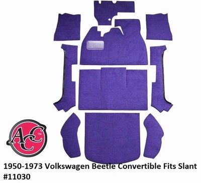 1950-73 Volkswagen Beetle Floor Carpet Kit Choose Color & Body Style Flat Slant  - Image 1 of 4