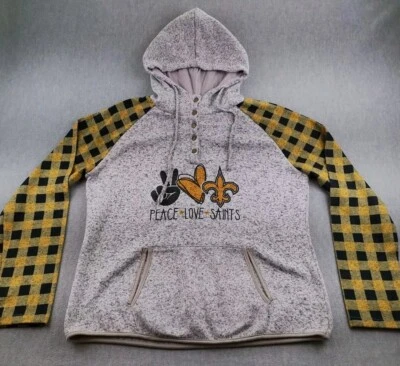 Sudadera con capucha New Orleans Saints Popover para mujer talla 2XL multicolor Peace Love Saints Foto 1 de 4