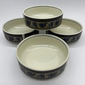 Set of 4 Mikasa Arabella 5" Fruit Dessert Sauce Bowls Blue Leaves Intaglio CAC01 - Picture 1 of 10