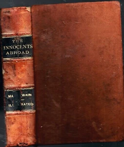 1884 FULL LEATHER MARK TWAIN INNOCENTS ABROAD TRAVELS TURKEY PALESTINE SYRIA - Picture 1 of 2