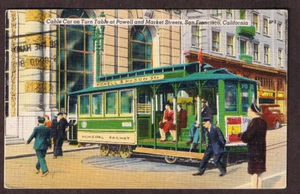 Powell Market Street Cable Car Turn Table San Francisco CA Postcard - Picture 1 of 2