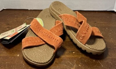 Sandálias femininas Acorn Bloom boho quadril laranja camurça cruzada novo tamanho 8 - Imagem 1 de 4