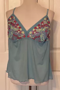 CACIQUE Lingerie 22/24 Aqua Blue Floral Cami Sheer Plus Size NWT - Picture 1 of 5