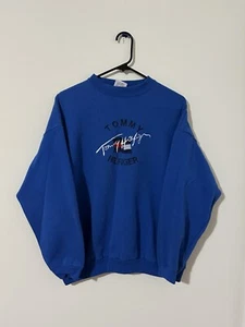 Vintage 90s Tommy Hilfiger Embroidered Blue Sweatshirt Size: XL - Picture 1 of 3