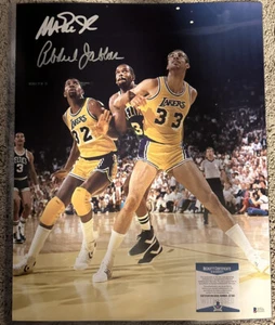 Kareem Abdul Jabbar and Magic Johnson Signed 16x20 photo BAS coa witness proof - Picture 1 of 2
