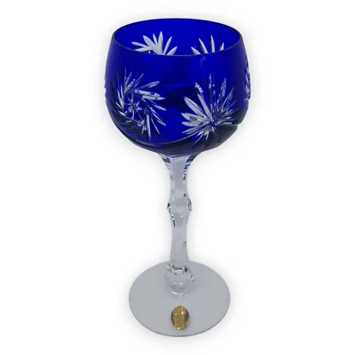 Römerglas Kelch Dresden Crystal Bleikristall Stern Blume Geschliffen Blau Glas - Bild 1 von 4