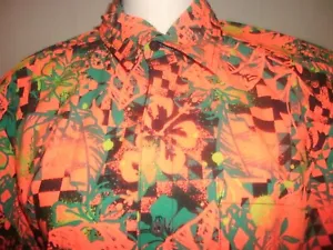 NWT Orange Graphic Zumba Get Tropical Short Sleeve Button-Up Sizes S/M/L (B18) - Picture 1 of 6