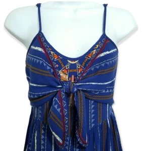 Flying Tomato Striped Boho Open Back Tie Front Jumpsuit Size S Blue Striped - Picture 1 of 9