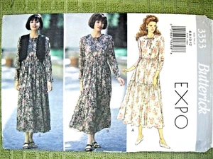 Butterick 3353 VEST DRESS size 6-12 30.5-34b uncut 1994 fabric pattern - Picture 1 of 7