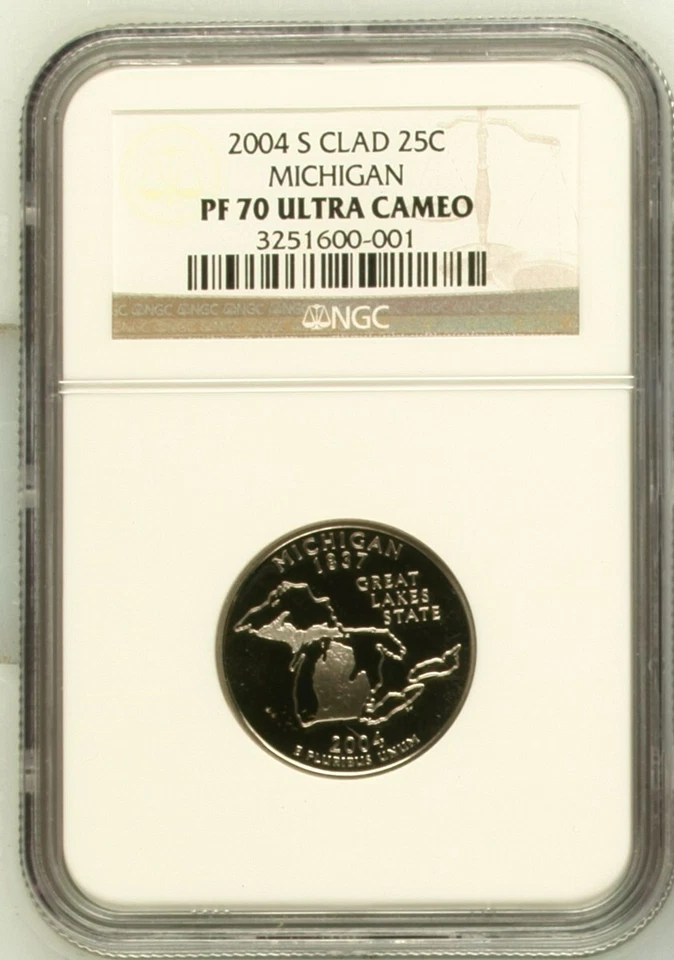 2004 S Clad 25C Michigan NGC PF70 Ultra Cameo - Image 1 of 2