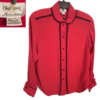 Blusa de encaje vintage de diseñador Oleg Cassini rayón vieira Peek a Boo / talla 12  Foto 1 de 4