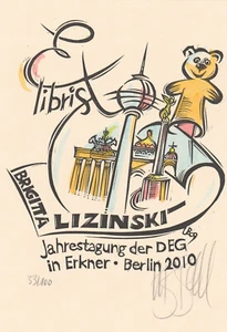 Exlibris - UTZ BENKEL - Für Brigitta Lizinski - Deutscher Exlibriskongress - signiert - Bild 1 von 1