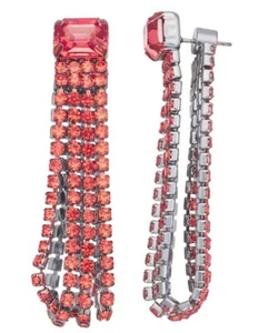 Simply Vera Wang Silver Coral Crystal Simulated Front To Back Drop Earrings - Picture 1 of 3