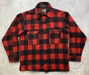Vintage Johnson Woolen Mills Buffalo Mackinaw Wool Plaid Flannel Shirt Size 16 - Picture 1 of 6