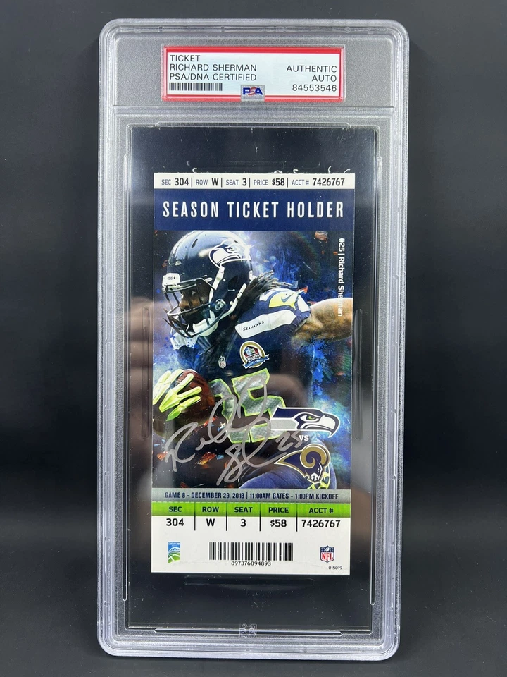 Richard Sherman Signed Seattle Seahawks Ticket Stub PSA/DNA - Image 1 of 2
