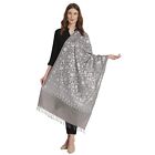 Kashmiri Broderie Châle Étole Enveloppante pour Femme Gris Taille 28x80