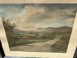 Large Antique Charles Sawyer Hand Colored Photo Road To Mount Washington Framed - Picture 1 of 8