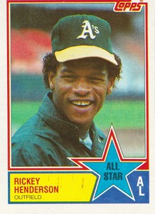 RICKEY HENDERSON All Star 1983 Topps Baseball # 391 Oakland Athletics NM - MT