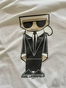 Karl Lagerfield, Paris, Stylized Flat Head, Men's White T Shirt Size Large - Bild 1 von 6