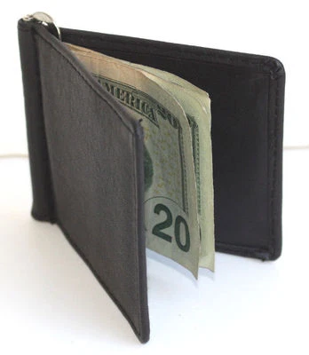 Men's Solid Genuine Leather Spring Money Clip Compact Plain Bifold Wallet New - Image 1 of 4