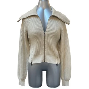 NWT Free People Anna Cardi Full Zip Collared Sweater Women's Size XS Ivory - Bild 1 von 6
