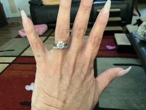 LAB Created Diamond Engagement Ring with Wedding band 18kt white gold - Picture 1 of 1