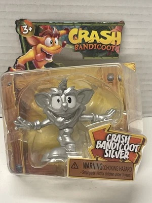 Jakks Pacific Crash Bandicoot 银色可动人偶 2.5 英寸全新带盒 — 第 1/3 张图片