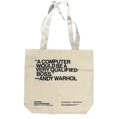 Whitney Museum x Andy Warhol 2018 Exhibition Quote Canvas Tote Bag - Image 1 of 3