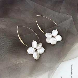 Elegant Vintage Geometric Baroque Pearl Drop Earrings Women Bridal Jewelry Gift - Picture 1 of 24