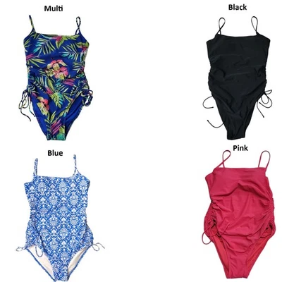 Traje de baño de una pieza Loft para mujer con corbata lateral fruncida totalmente forrado Foto 1 de 2