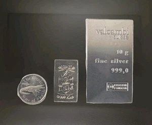 Lot of 3 Fractional 0.999 Fine Silver 1/10oz, 1g, 10g Valcambi - Picture 1 of 5